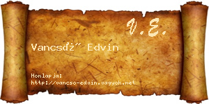 Vancsó Edvin névjegykártya